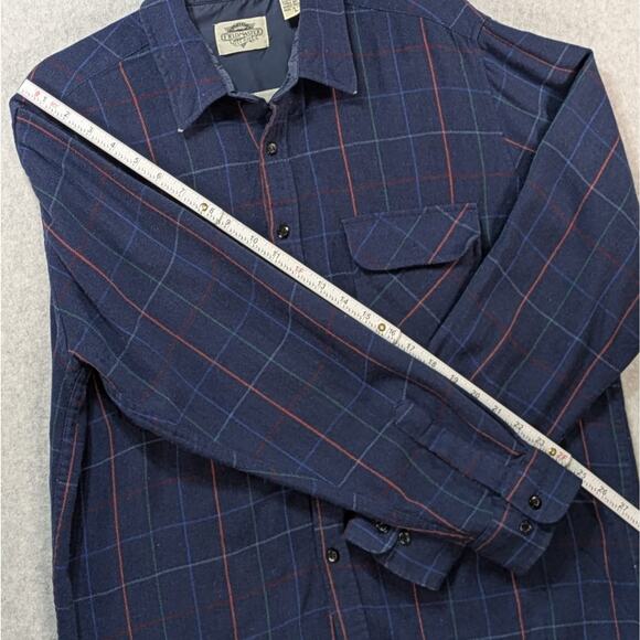 Fieldmaster Vintage Blue Plaid Wool Blend Button Up Shirt Men’s Size L - Picture 8 of 12